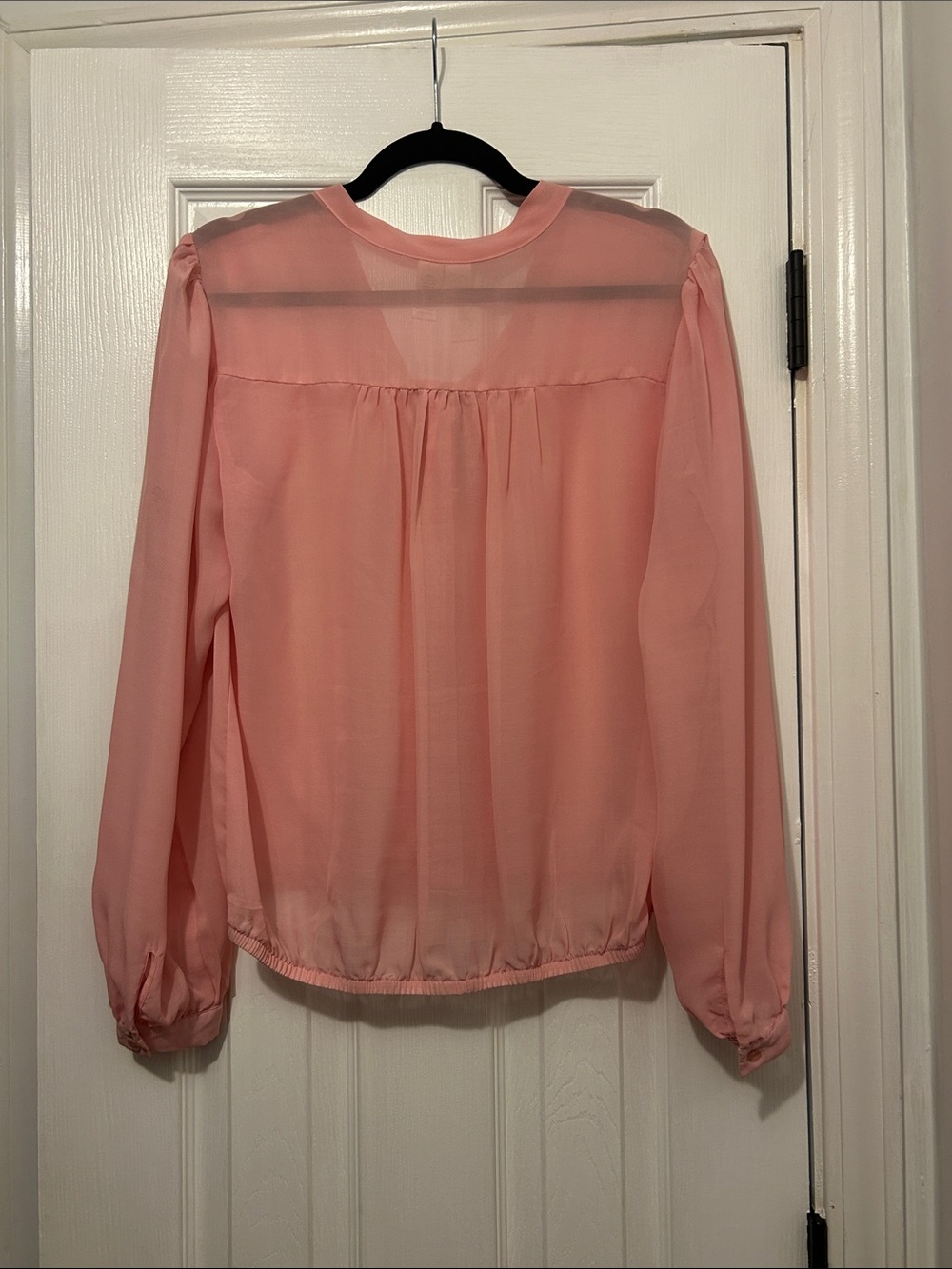 Sheer Pink Tie-Neck Blouse ✨ 3/$25 SALE ✨ - Picture 4 of 5